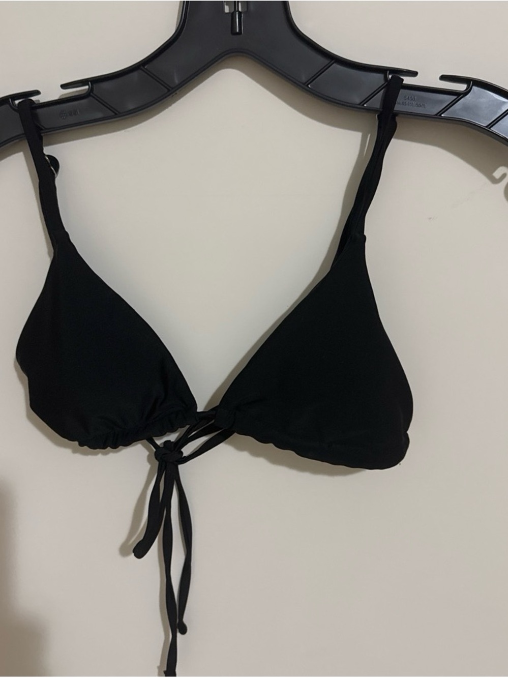 Adjustable Black Triangle Tie-Front Bikini Top